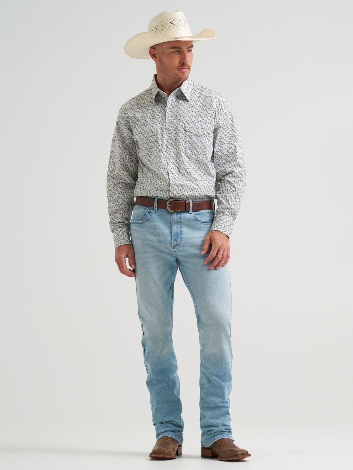 Wrangler 20X Competition Advanced Comfort Snap Western Shirt in Olive Cacti