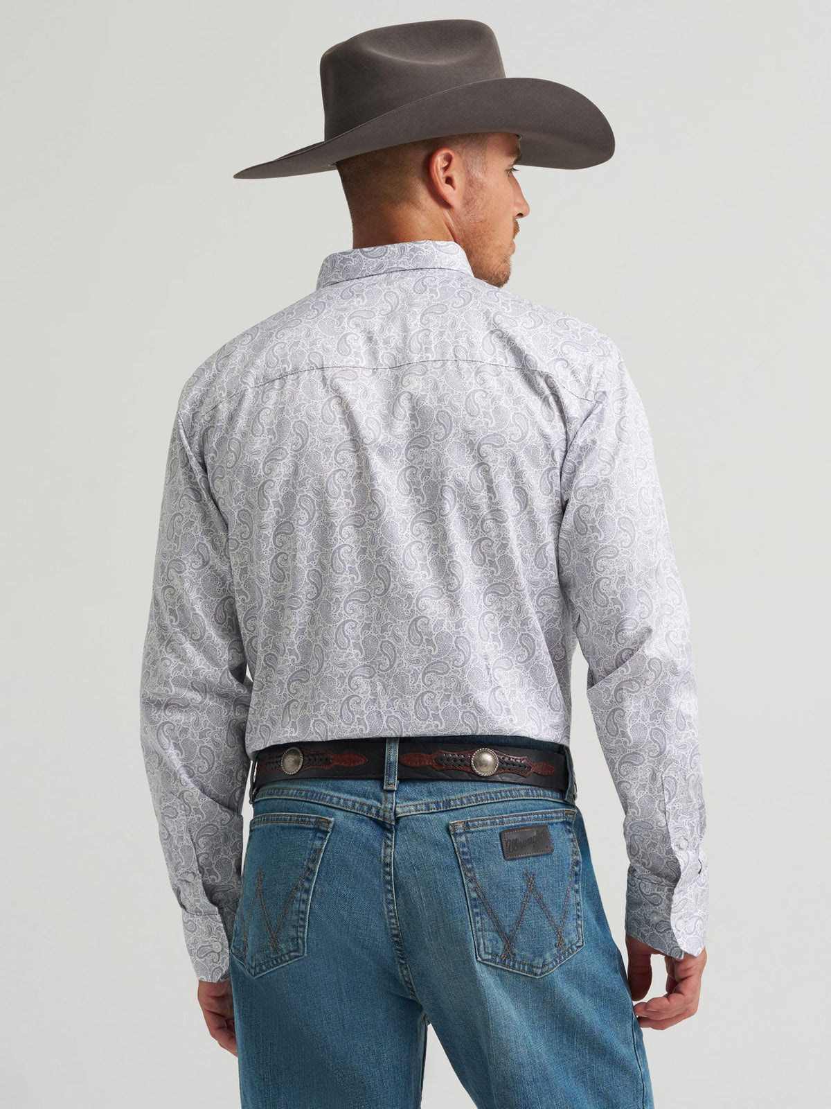 Wrangler Cody Johnson One Pocket Button Down Shirt in Charcoal Paisley