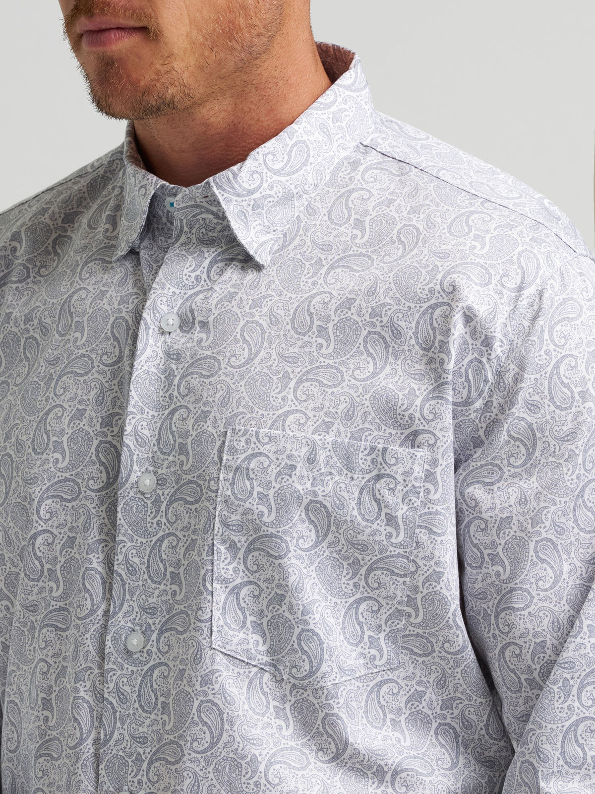 Wrangler Cody Johnson One Pocket Button Down Shirt in Charcoal Paisley