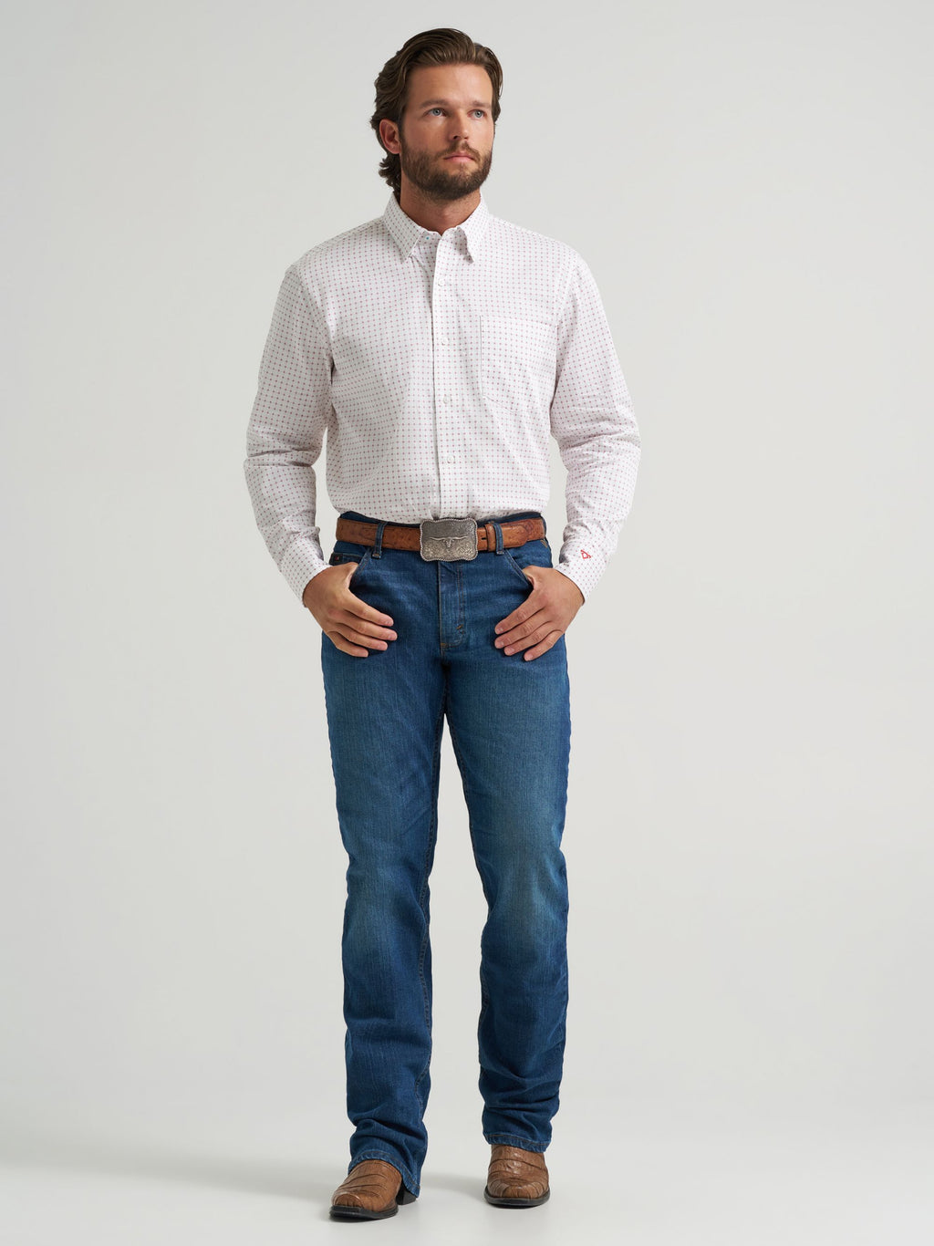 Wrangler Cody Johnson One Pocket Button Down Shirt in Ruby Dots