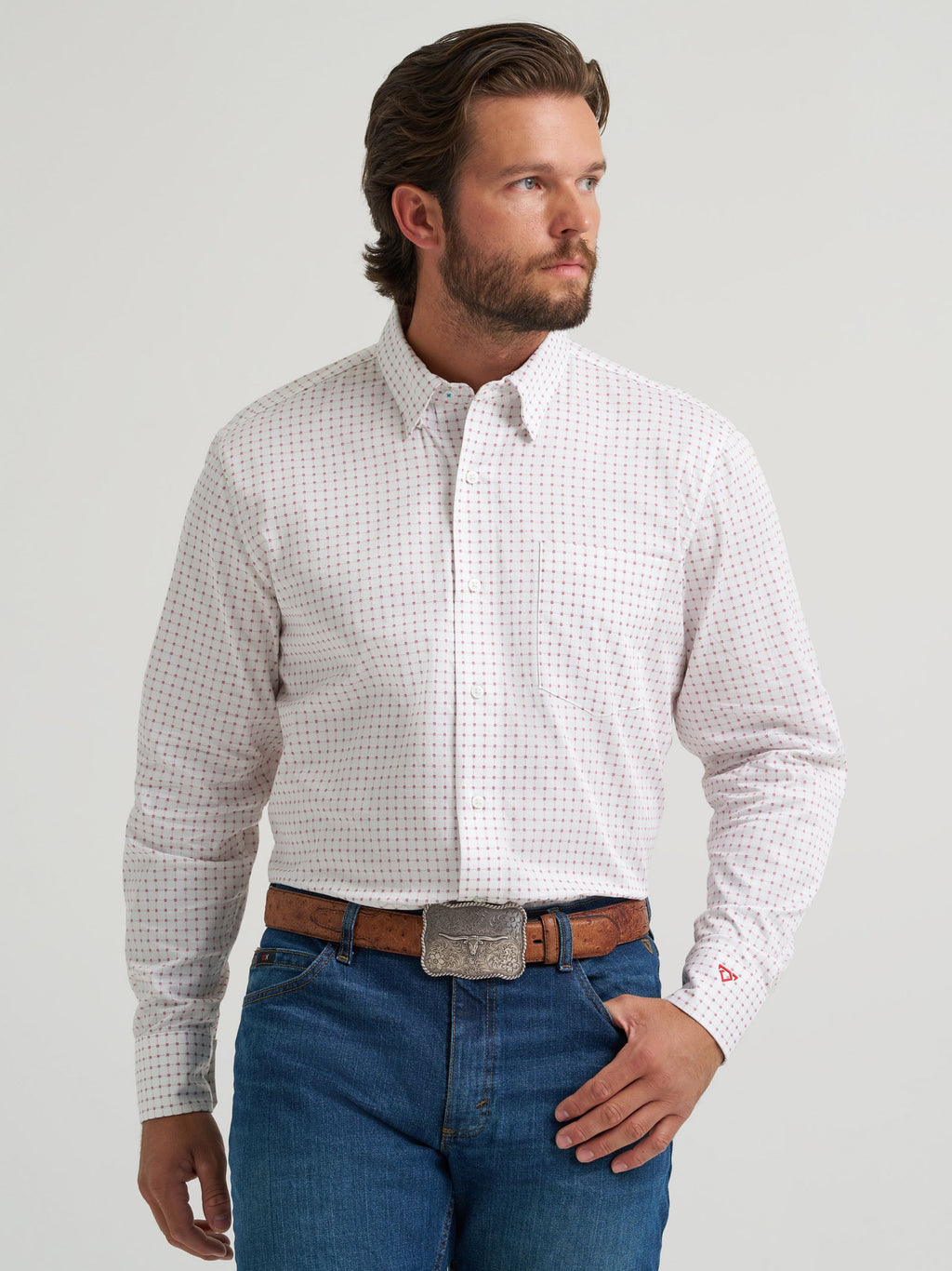 Wrangler Cody Johnson One Pocket Button Down Shirt in Ruby Dots