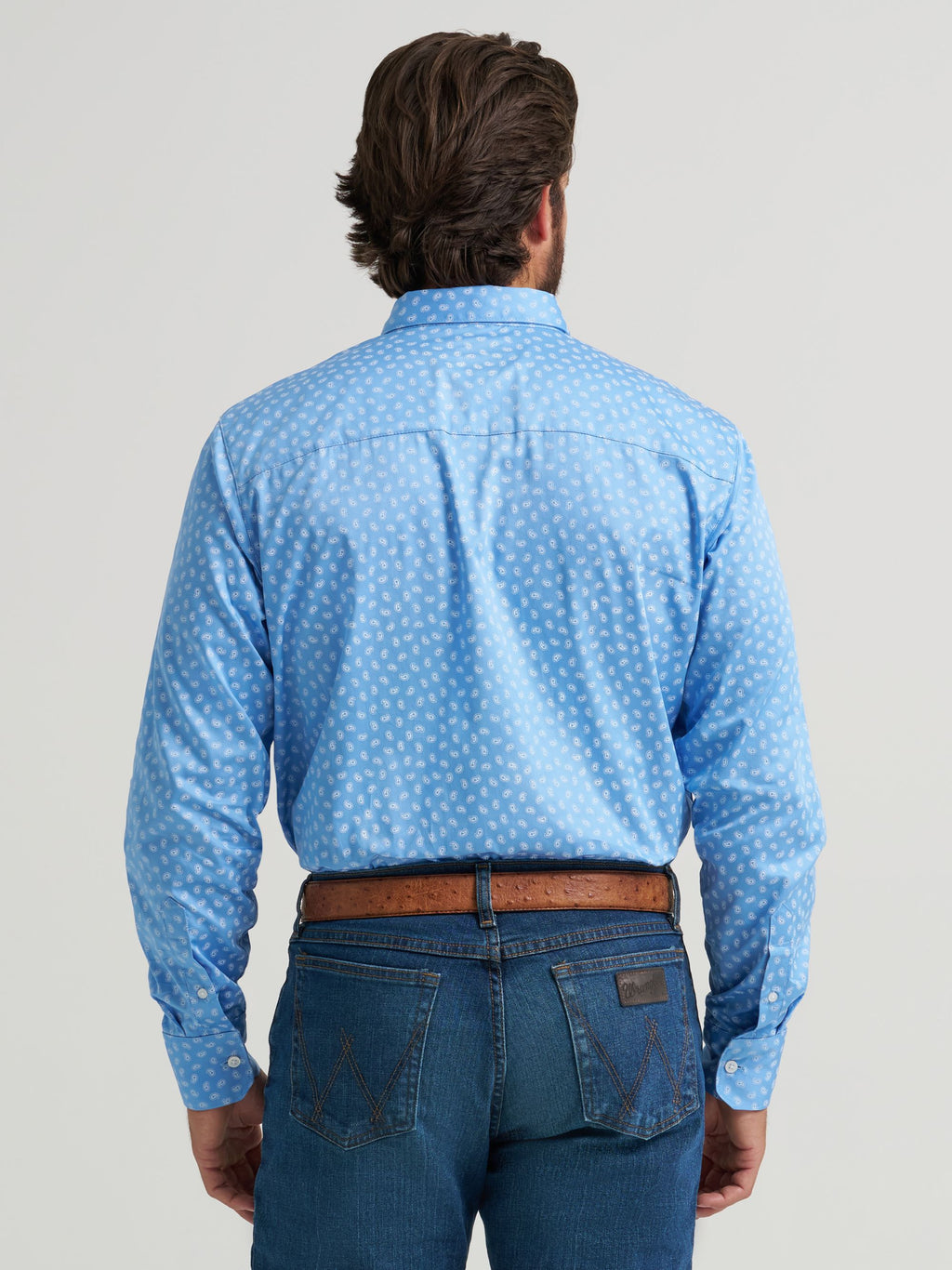 Wrangler Cody Johnson One Pocket Button Down Shirt in Blue Paisley