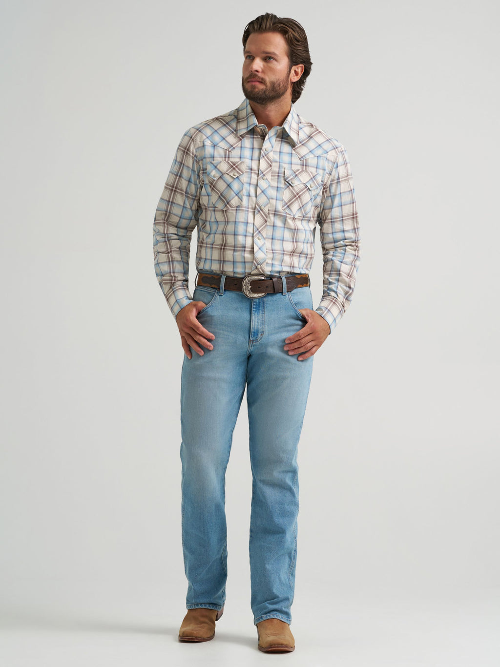 Wrangler Retro Sawtooth Snap Western Shirt in Historic Tan