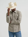 Wrangler Retro Premium Printed Snap Western Shirt in Brown