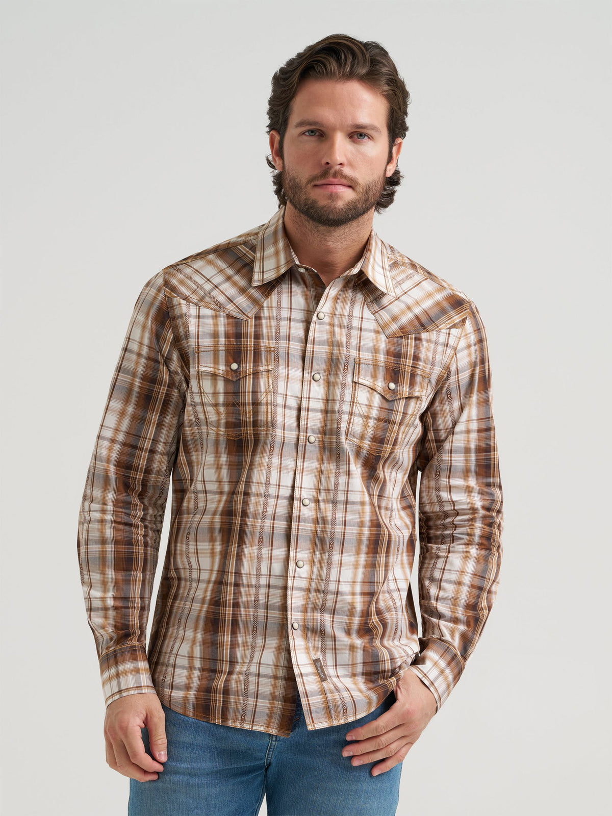 Wrangler Retro Premium Snap Western Shirt in Earthen