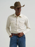 Wrangler Retro Premium Printed Snap Western Shirt in Ecru Drops