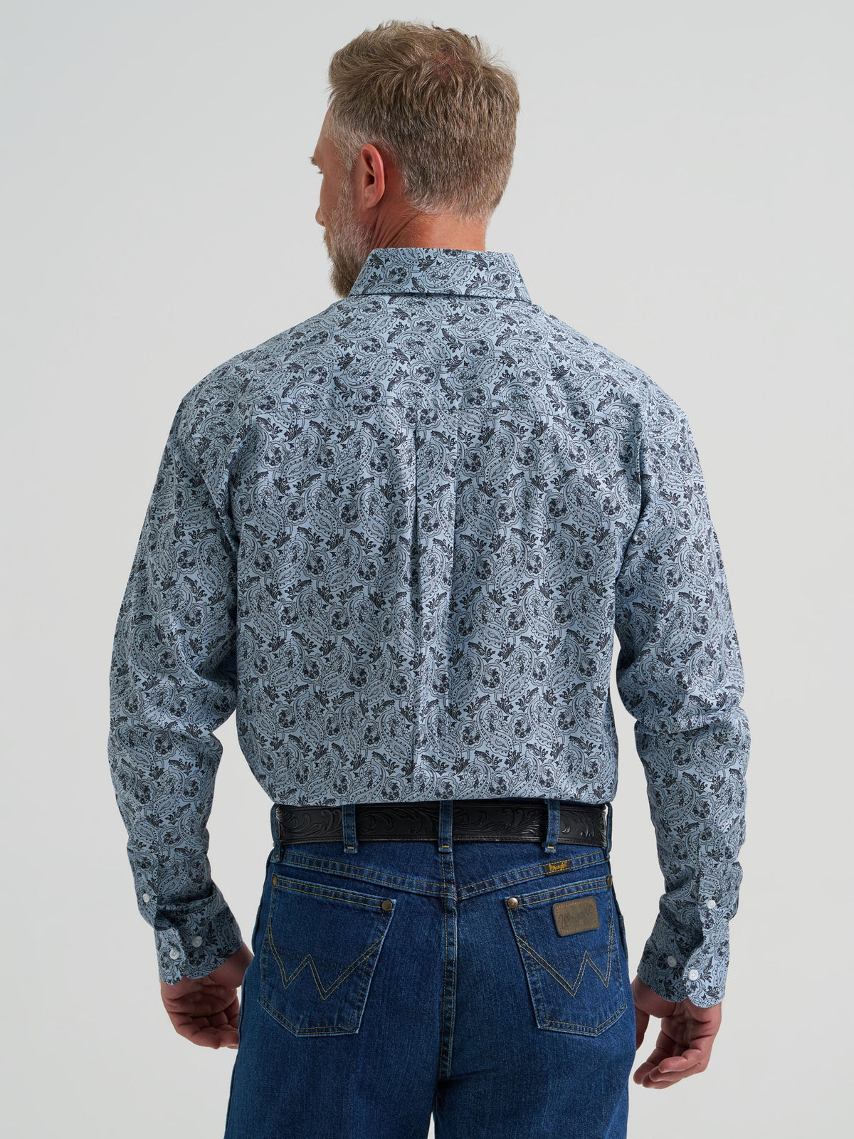 Wrangler George Strait One Pocket Button Down Shirt in Steely Paisley