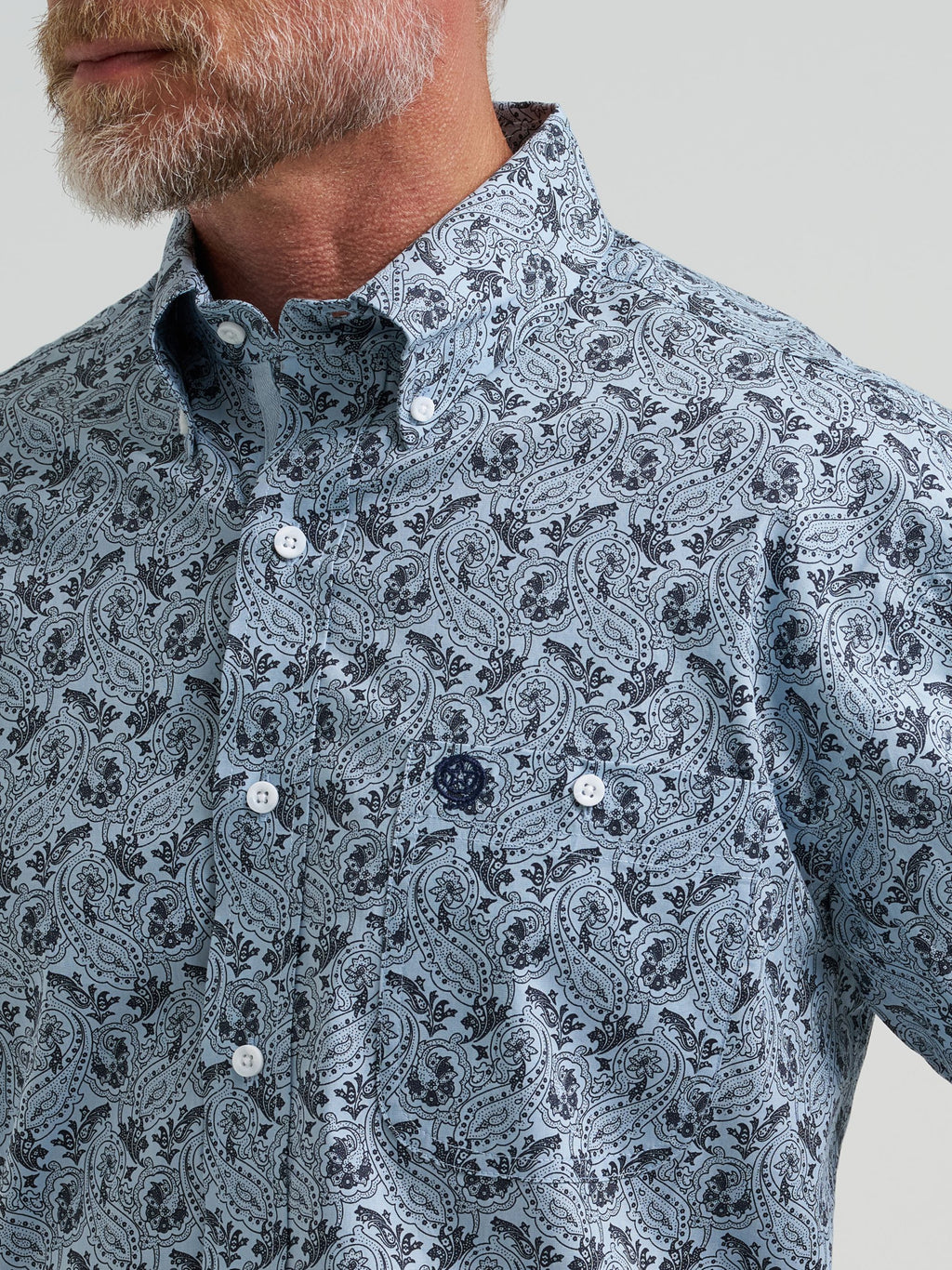 Wrangler George Strait One Pocket Button Down Shirt in Steely Paisley