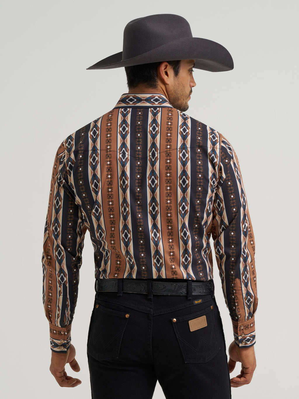 Wrangler Checotah Snap Western Shirt in Mocha