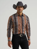 Wrangler Checotah Snap Western Shirt in Mocha