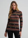 Wrangler Rambling Ridge Mock Neck Top in Brown/Pink