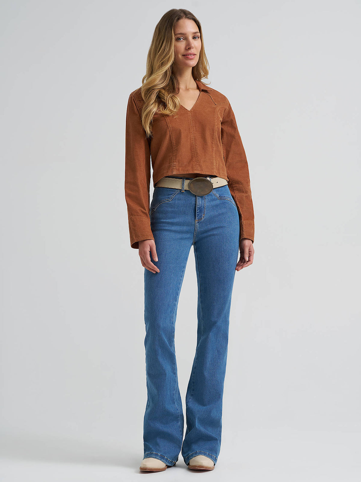 Wrangler Prairie Popover Corduroy Shirt in Light Brown