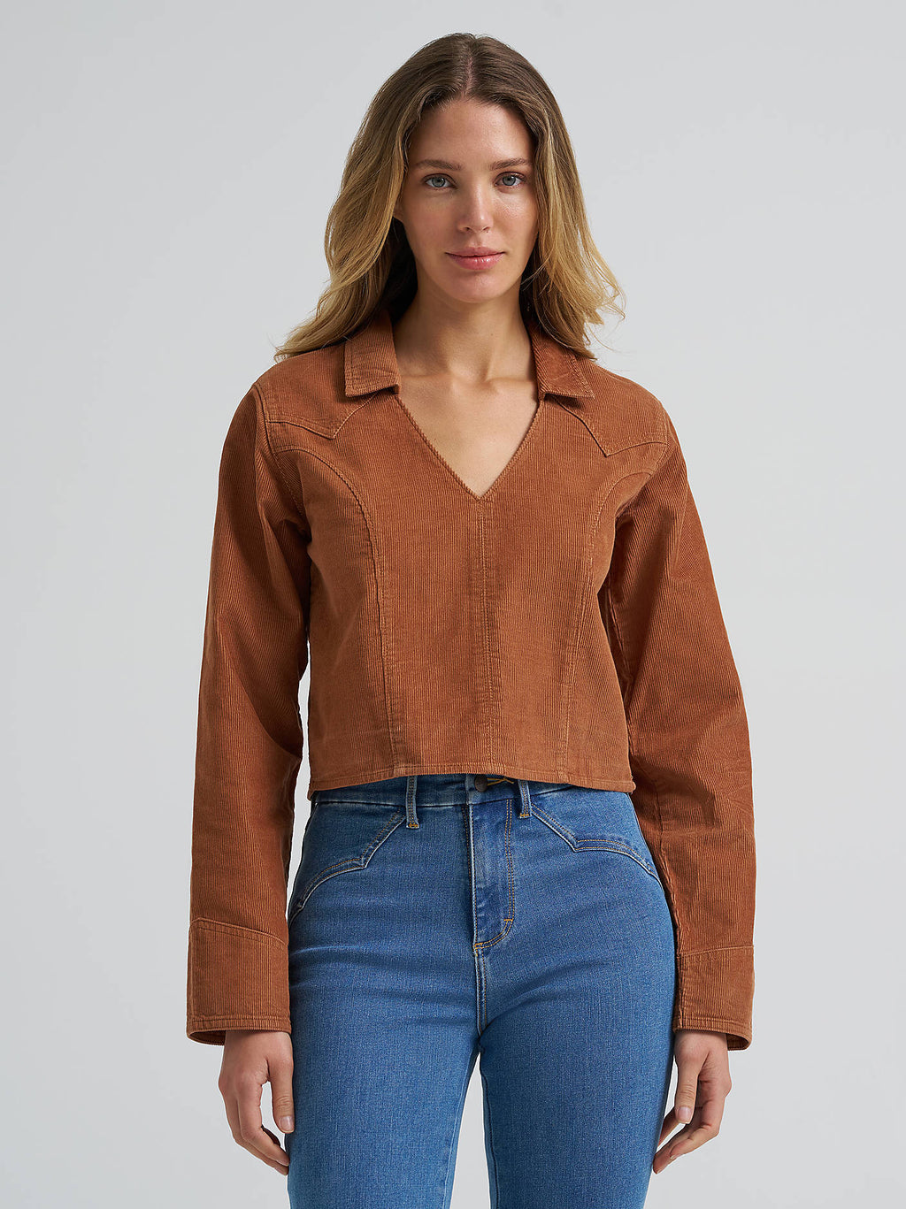 Wrangler Prairie Popover Corduroy Shirt in Light Brown