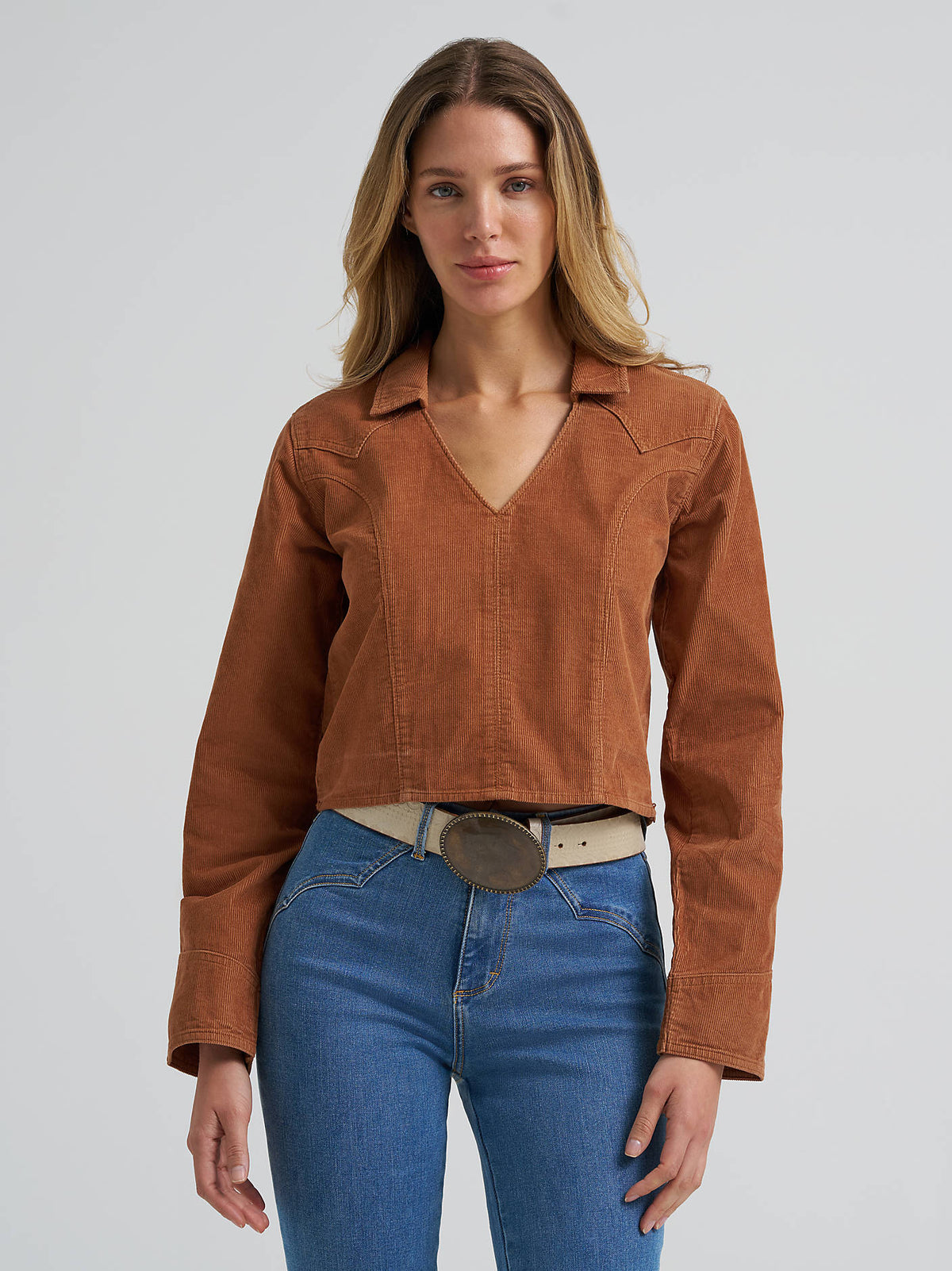 Wrangler Prairie Popover Corduroy Shirt in Light Brown
