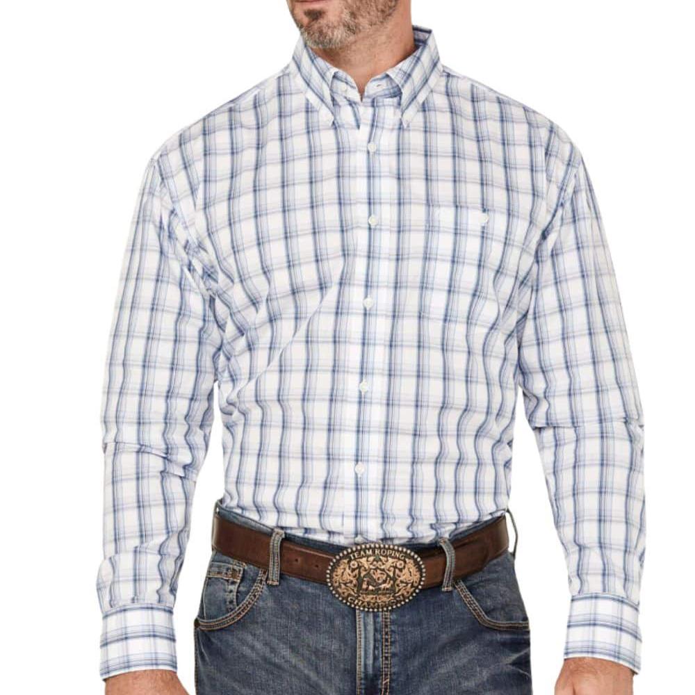 Wrangler Classic Long Sleeve Button Down Shirt in Blue Plaid