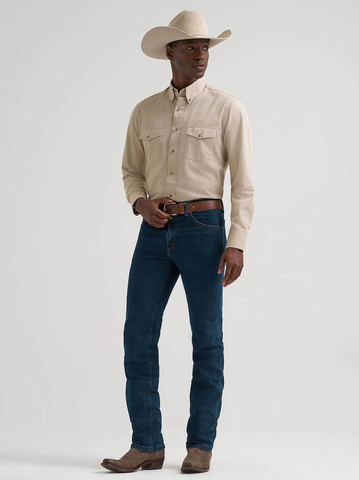 Wrangler Advanced Comfort Cowboy Cut Slim Fit Jeans in Dark Tint