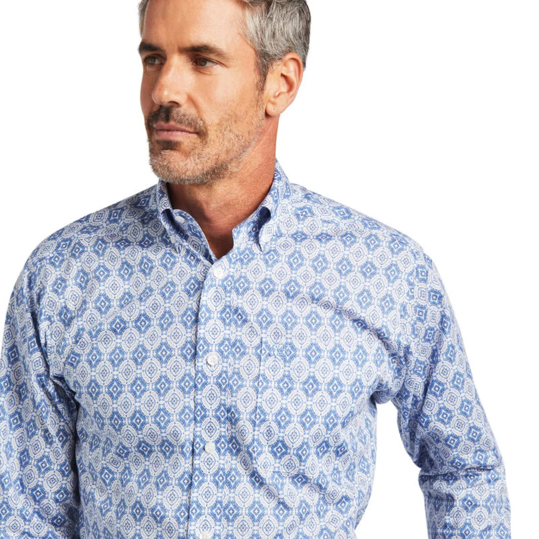 Ariat WF Eliot Fitted Long Sleeve Shirt – Blue/White