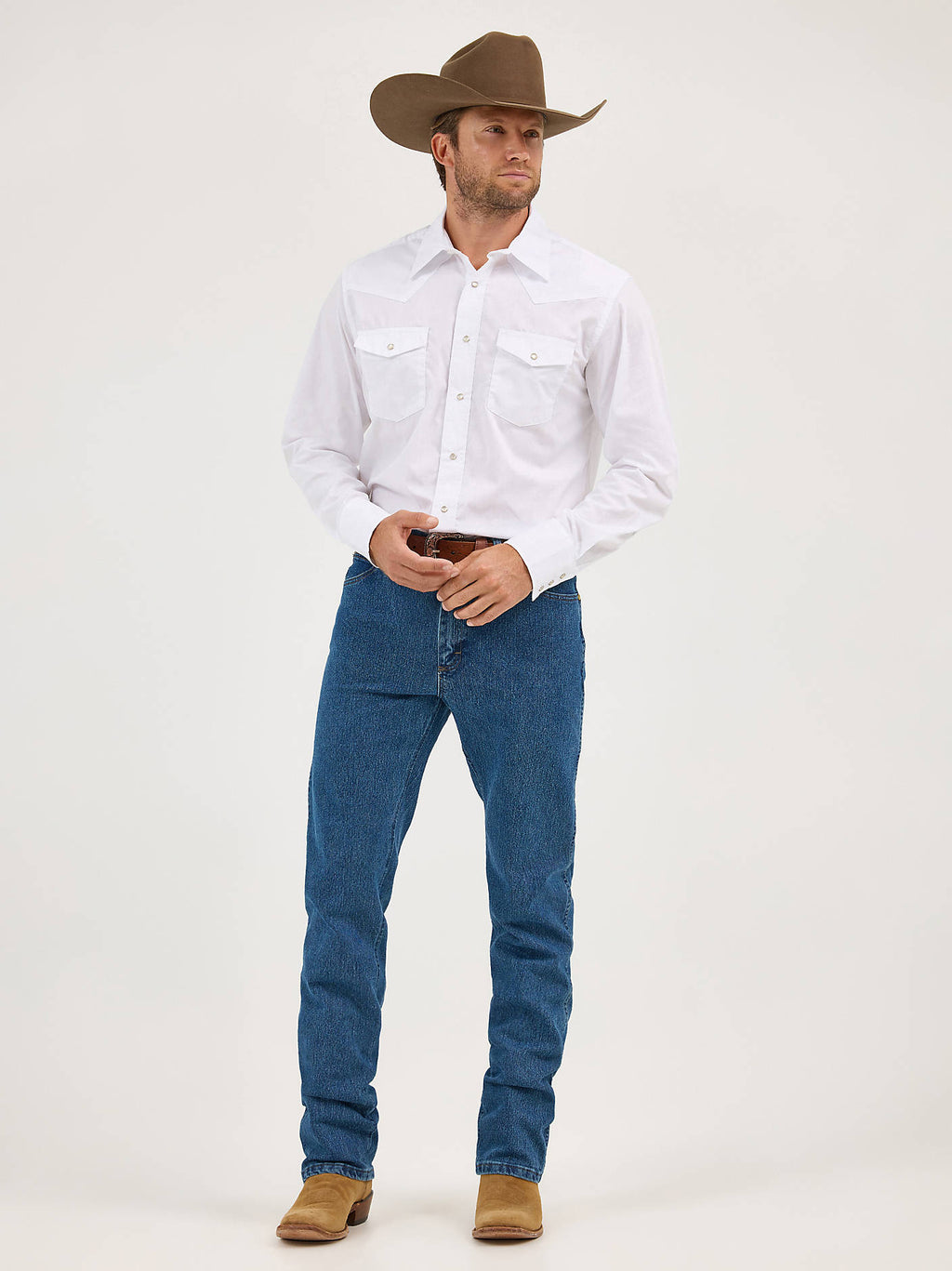 Wrangler Advanced Comfort Wicking Cowboy Cut Regular Fit Jeans in Vintage Stone