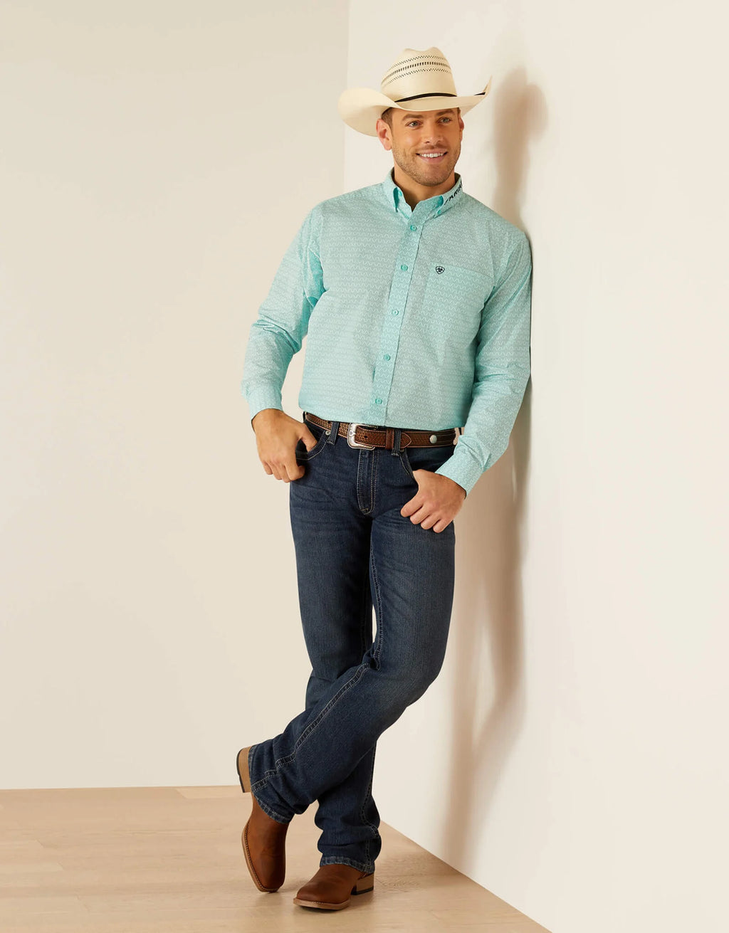 Ariat Team Gian Long Sleeve Shirt – Light Aqua