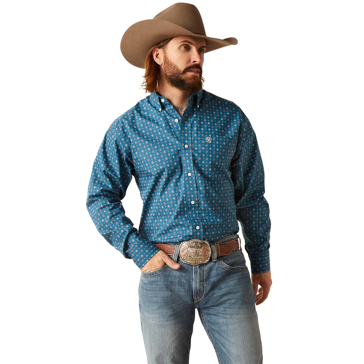 Ariat Wrinkle Free Garrick Classic Fit Shirt in Indochine Blue