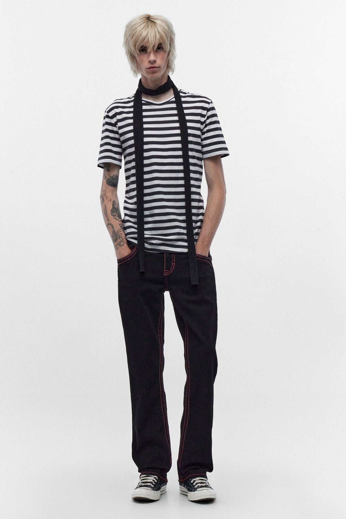 Rock Revival Arther Bootcut Jeans – Black with Red Stitching