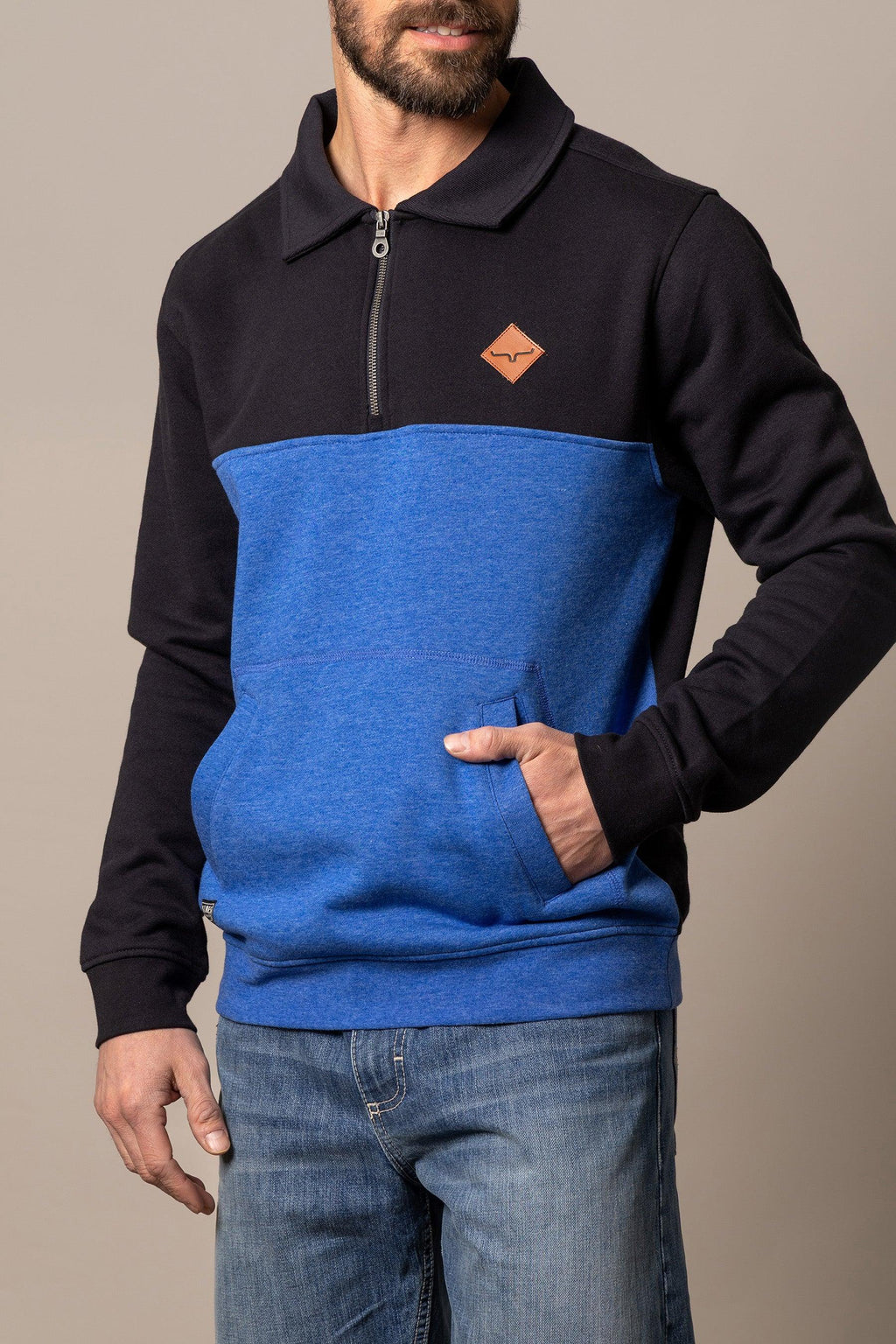 Kimes Ranch Diamond Head Quarter Zip – Black and Blue