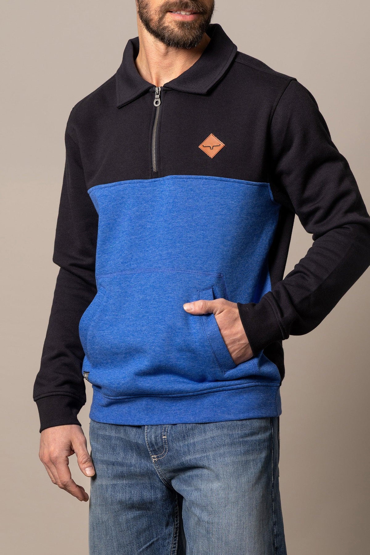 Kimes Ranch Diamond Head Quarter Zip – Black and Blue