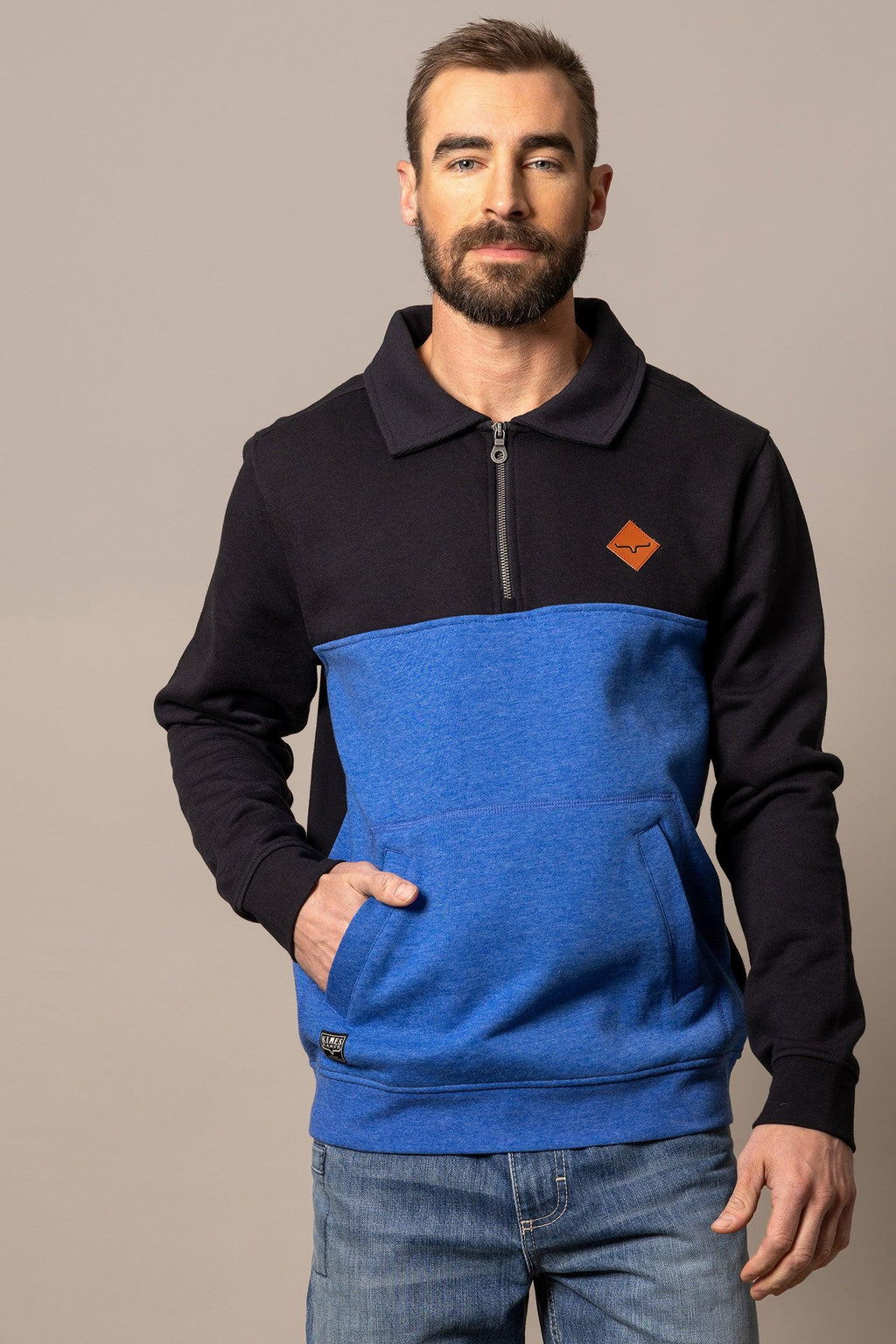 Kimes Ranch Diamond Head Quarter Zip – Black and Blue