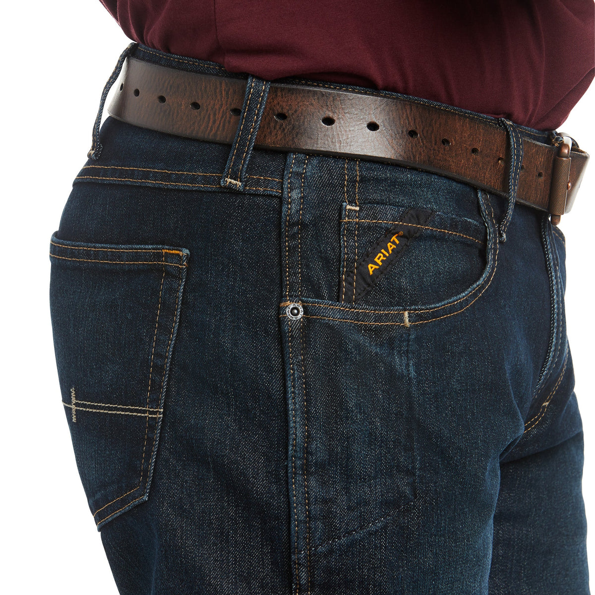 Ariat Rebar M5 Straight DuraStretch Edge Stackable Straight Leg Jeans – Blackstone, detail