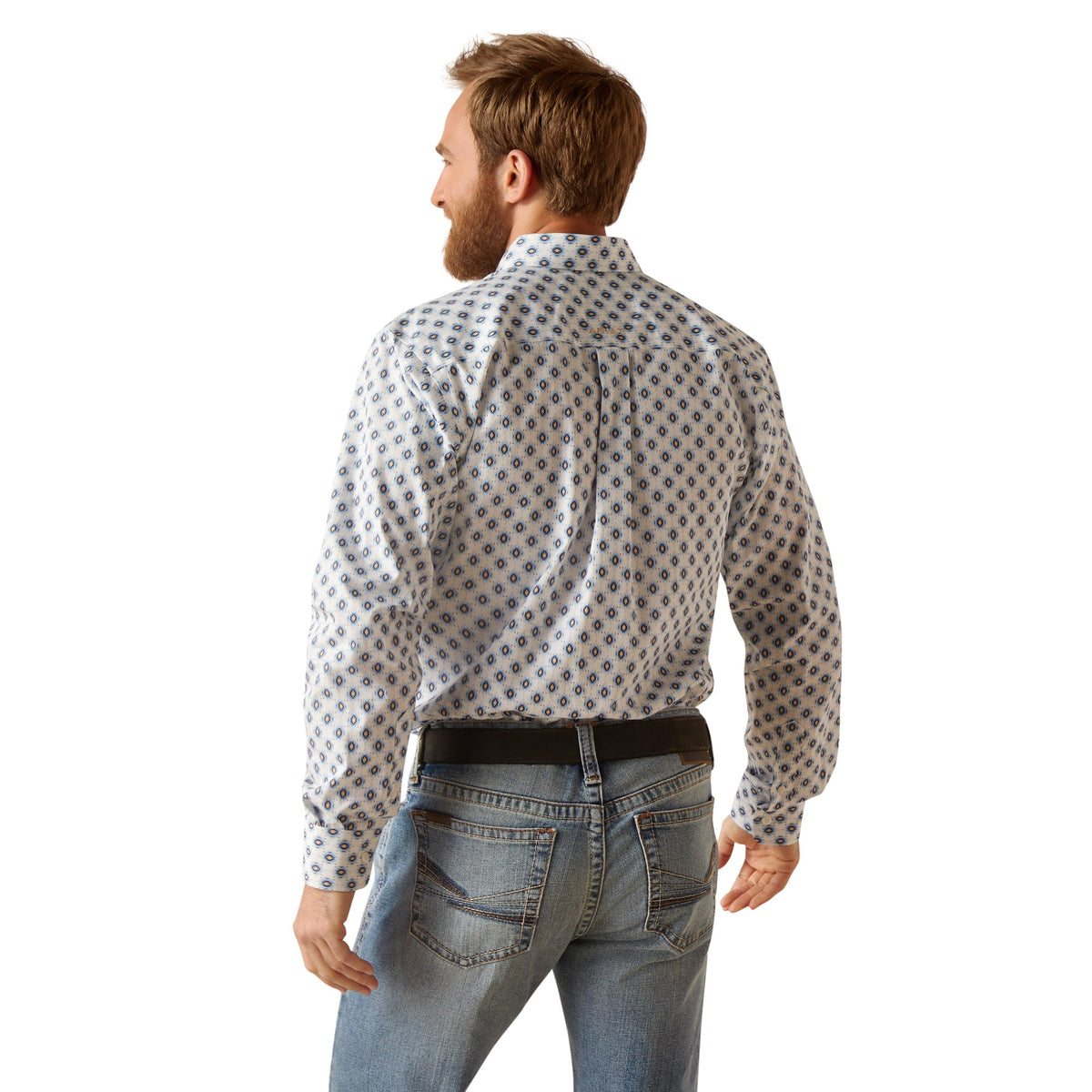 Ariat Kobe Fitted Shirt in White Sand, back