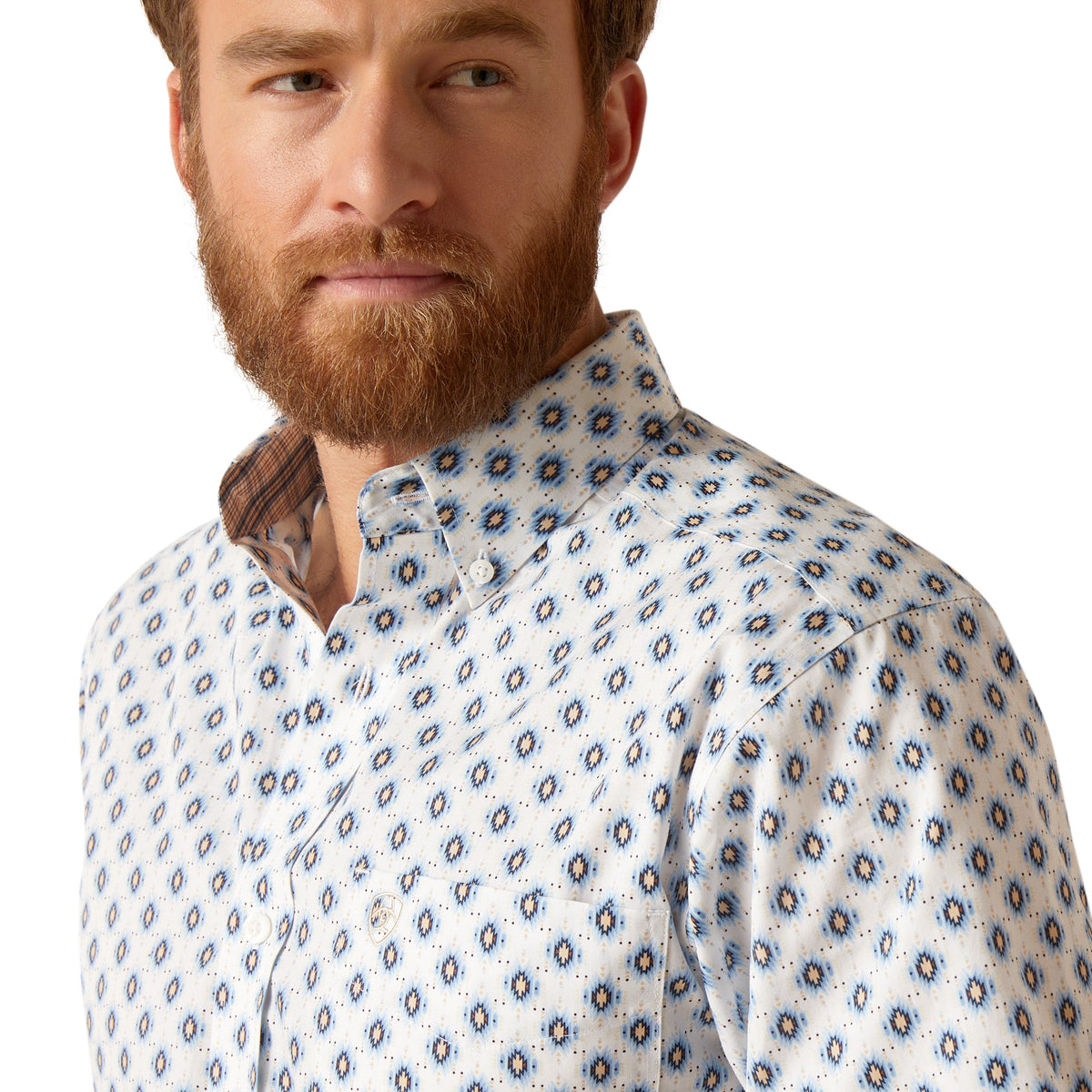 Ariat Kobe Fitted Shirt in White Sand, detail
