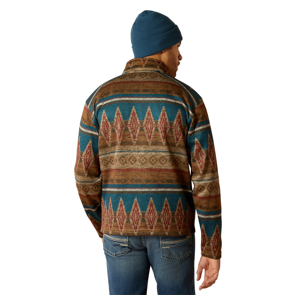Ariat Caldwell Full Zip Sweater – Oxford Tan Southwest Print, back