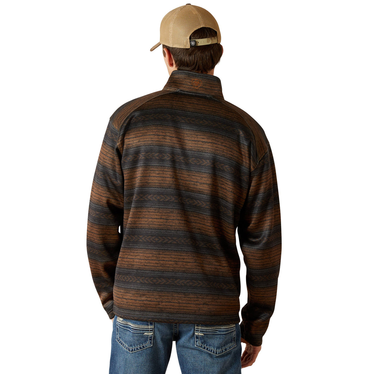 Ariat Caldwell Full Zip Sweater – Light Brown Southwest, back