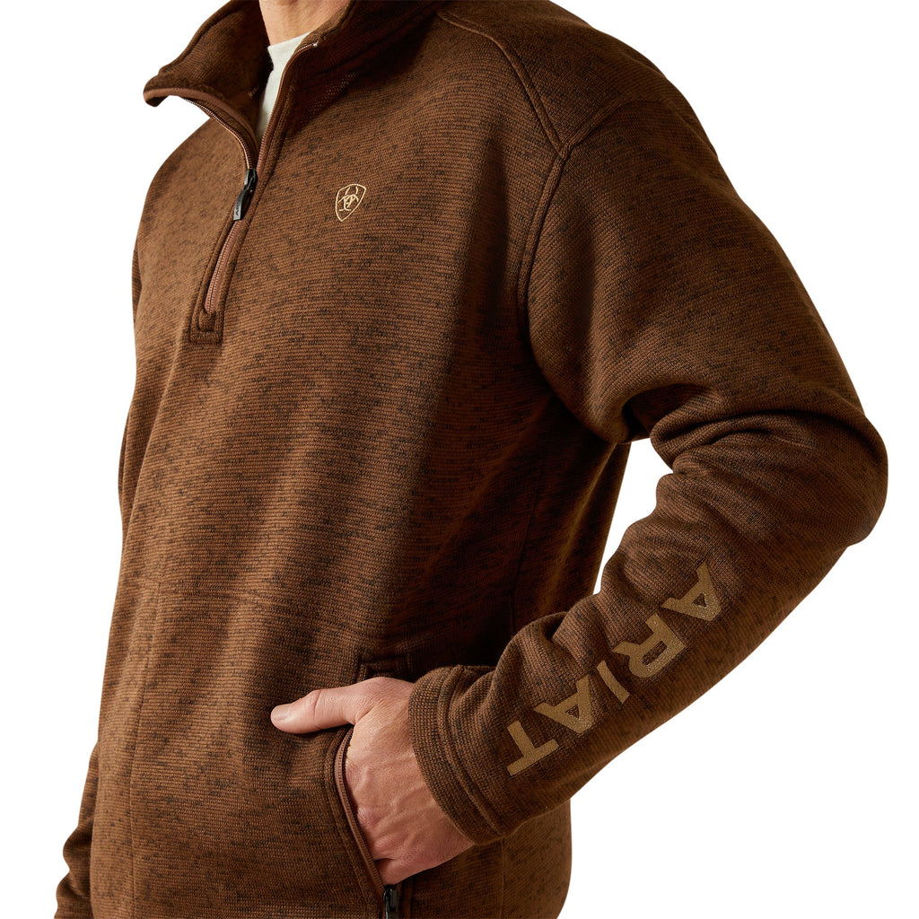 Ariat Caldwell Logo 1/4 Zip Sweater – Carafe, detail