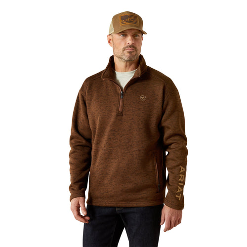 Ariat Caldwell Logo 1/4 Zip Sweater – Carafe, front