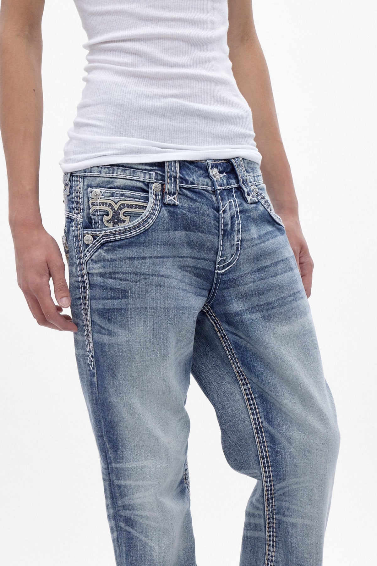 Rock Revival Flynn Bootcut Jeans in Light Blue