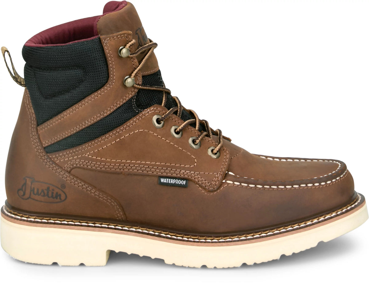 Justin Bristol Brown Cowhide work boot - side