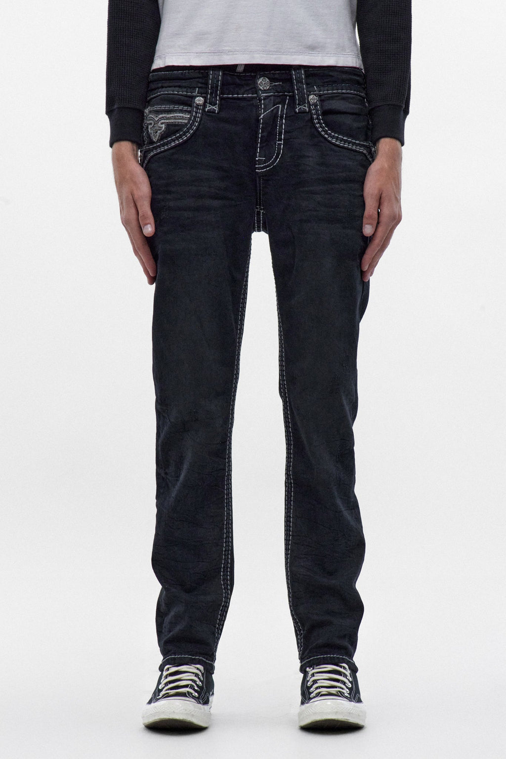 Rock Revival Joe Alt Straight Jeans – Overdyed Charcoal