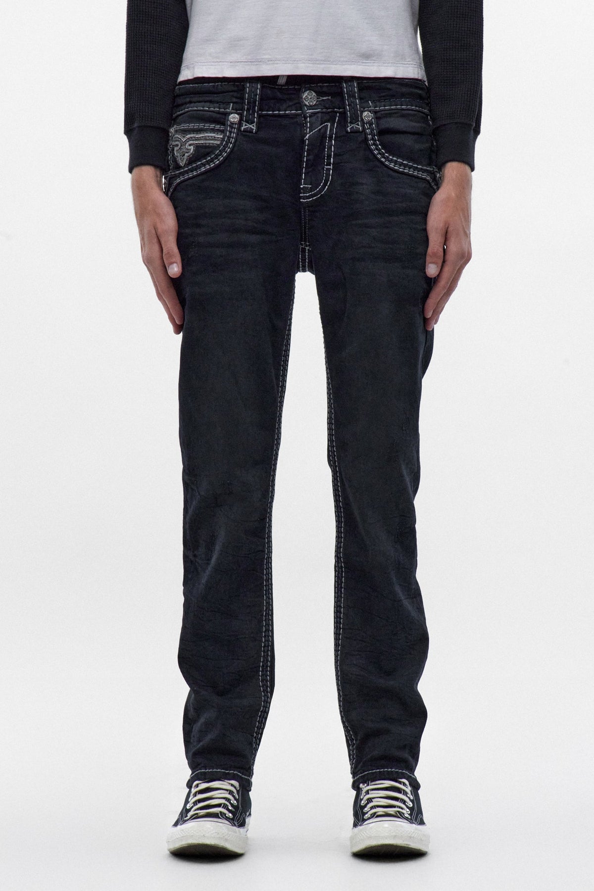 Rock Revival Joe Alt Straight Jeans – Overdyed Charcoal