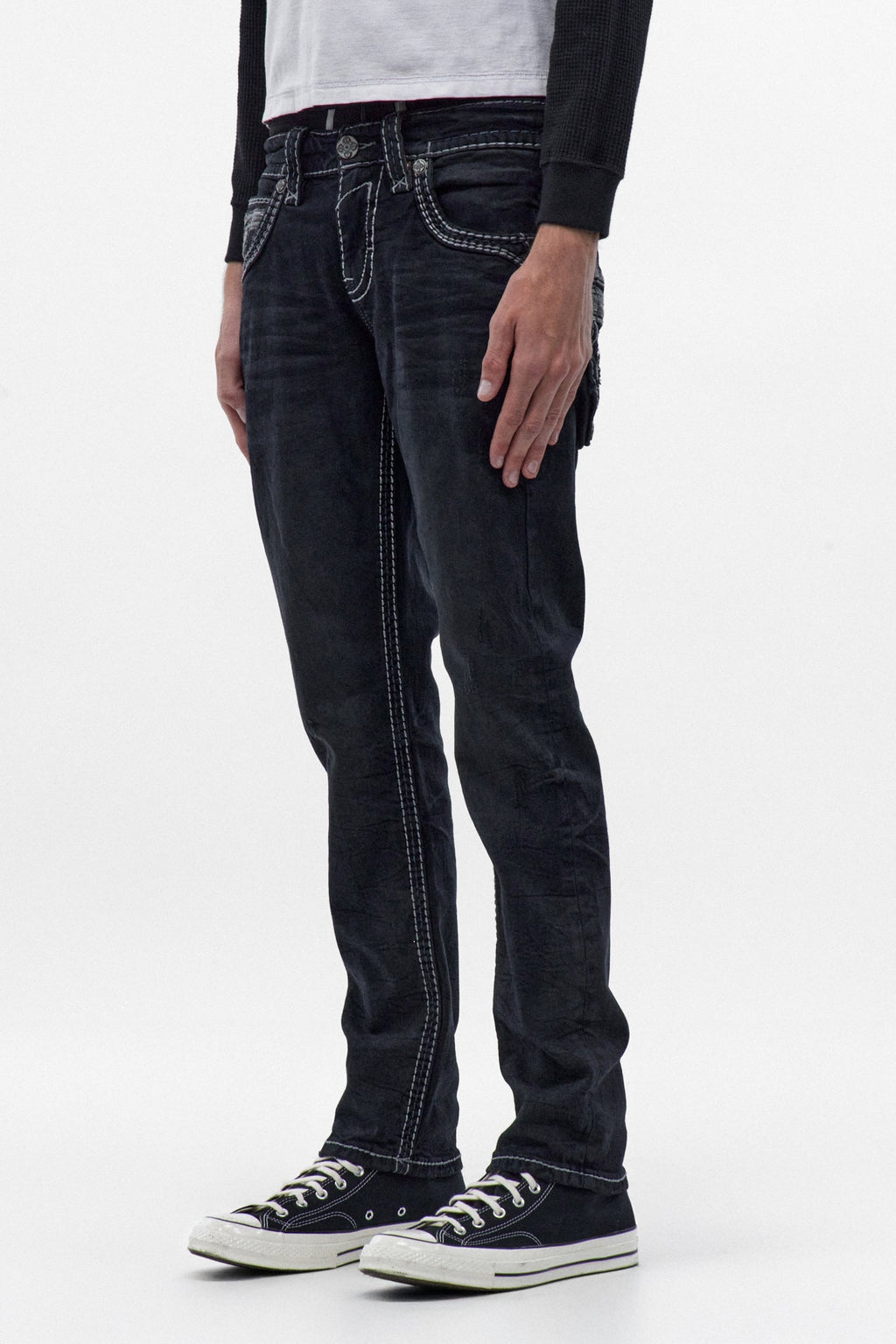 Rock Revival Joe Alt Straight Jeans – Overdyed Charcoal