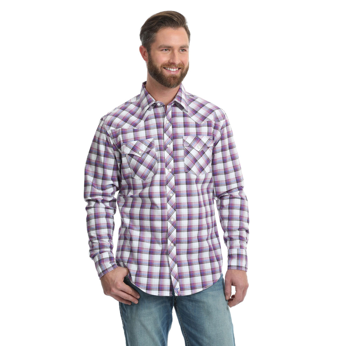 Wrangler 20X Competition Long Sleeve Shirt in Red Plaid