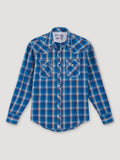Wrangler 20X Competition Advanced Comfort Snap Western Shirt in Blue Plaid