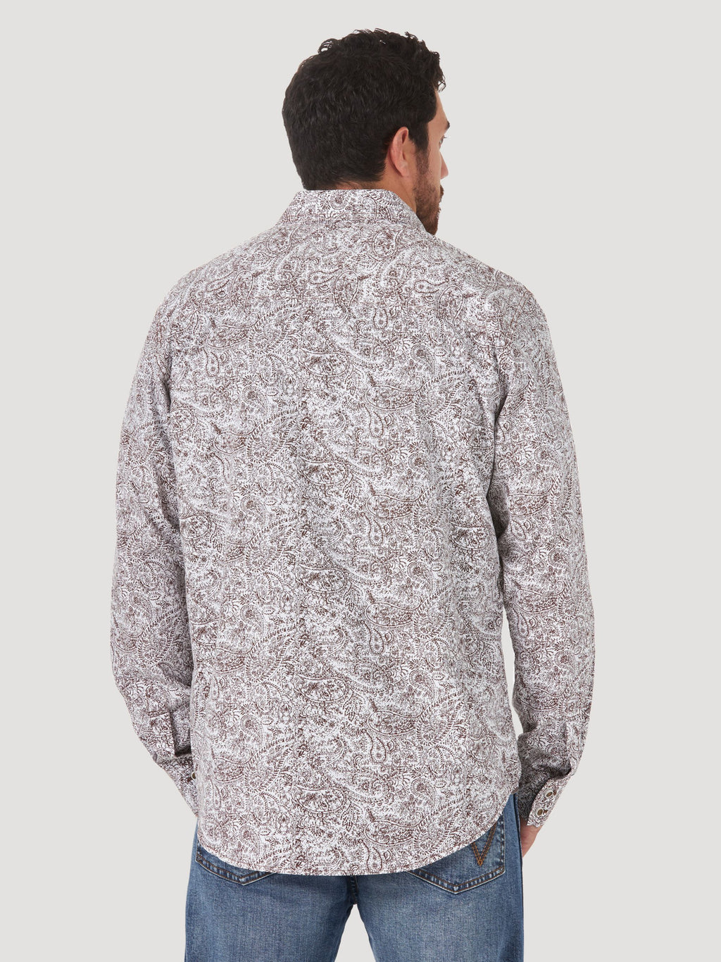 Wrangler Retro Button Down Print Shirt in Brown Paisley