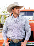 Wrangler Retro Button Down Print Shirt in Brown Paisley