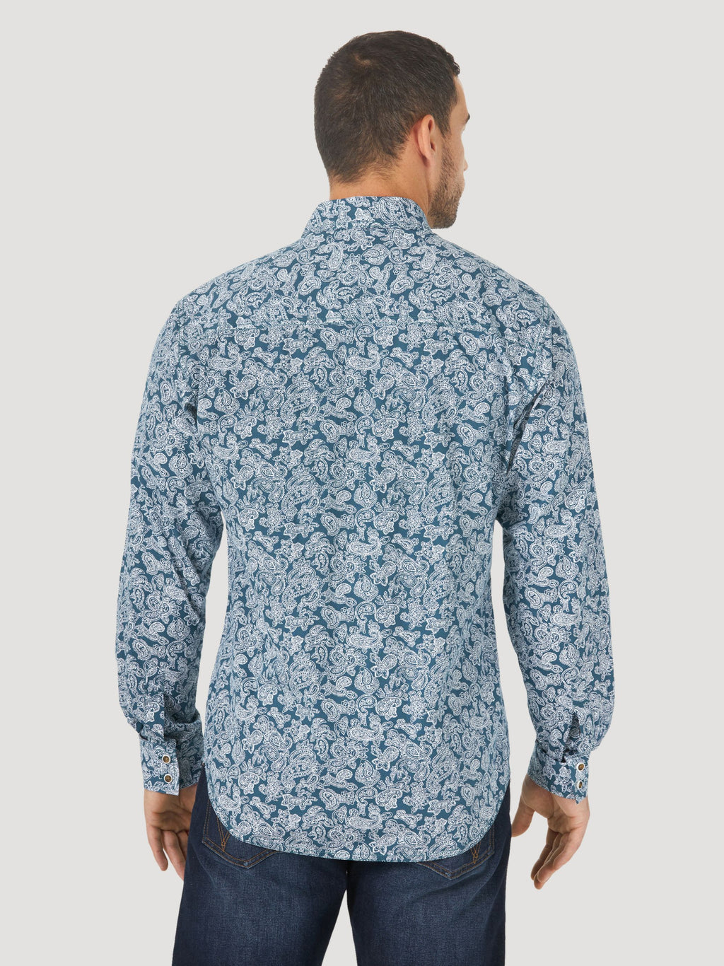 Wrangler Retro Button Down Print Shirt in Blue