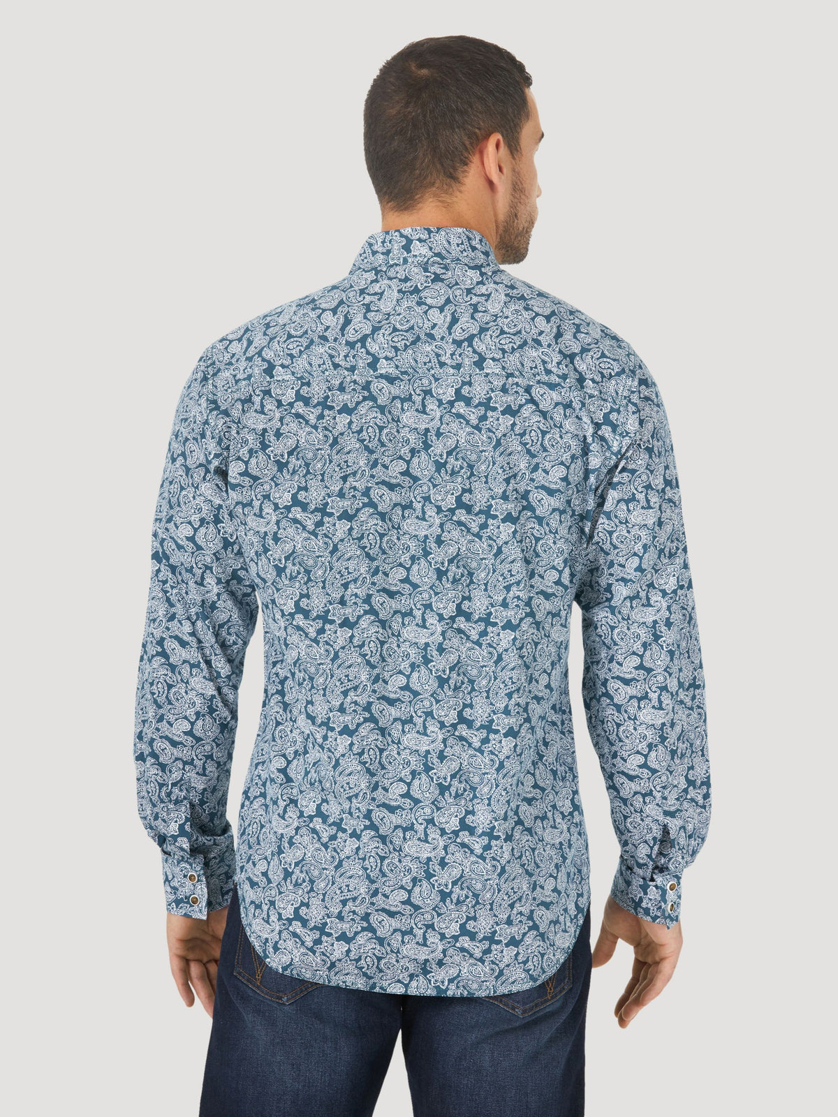 Wrangler Retro Button Down Print Shirt in Blue