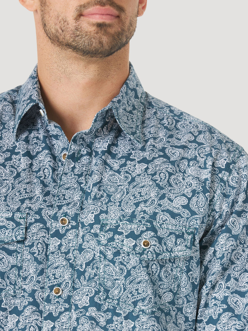 Wrangler Retro Button Down Print Shirt in Blue