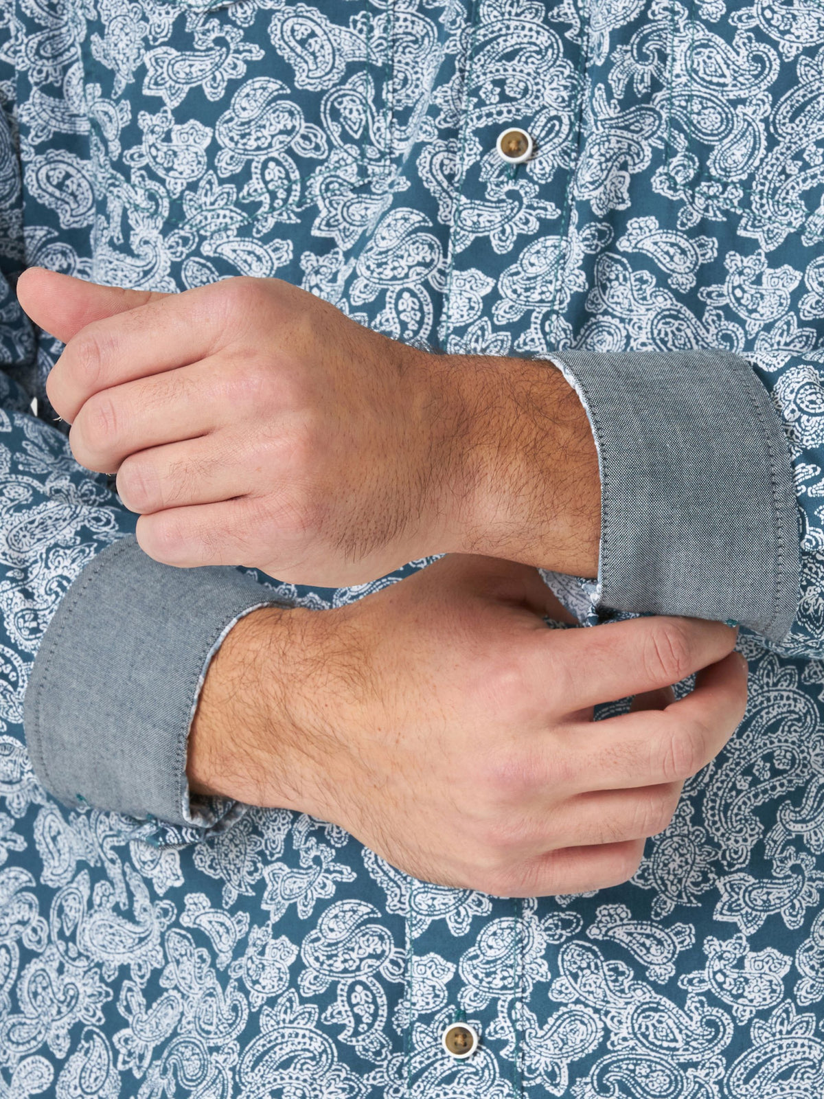 Wrangler Retro Button Down Print Shirt in Blue