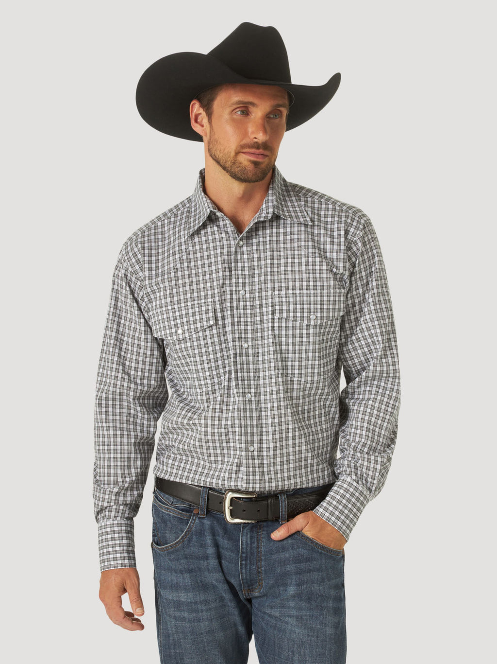 Wrangler Wrinkle Resist Shirt in Black Check