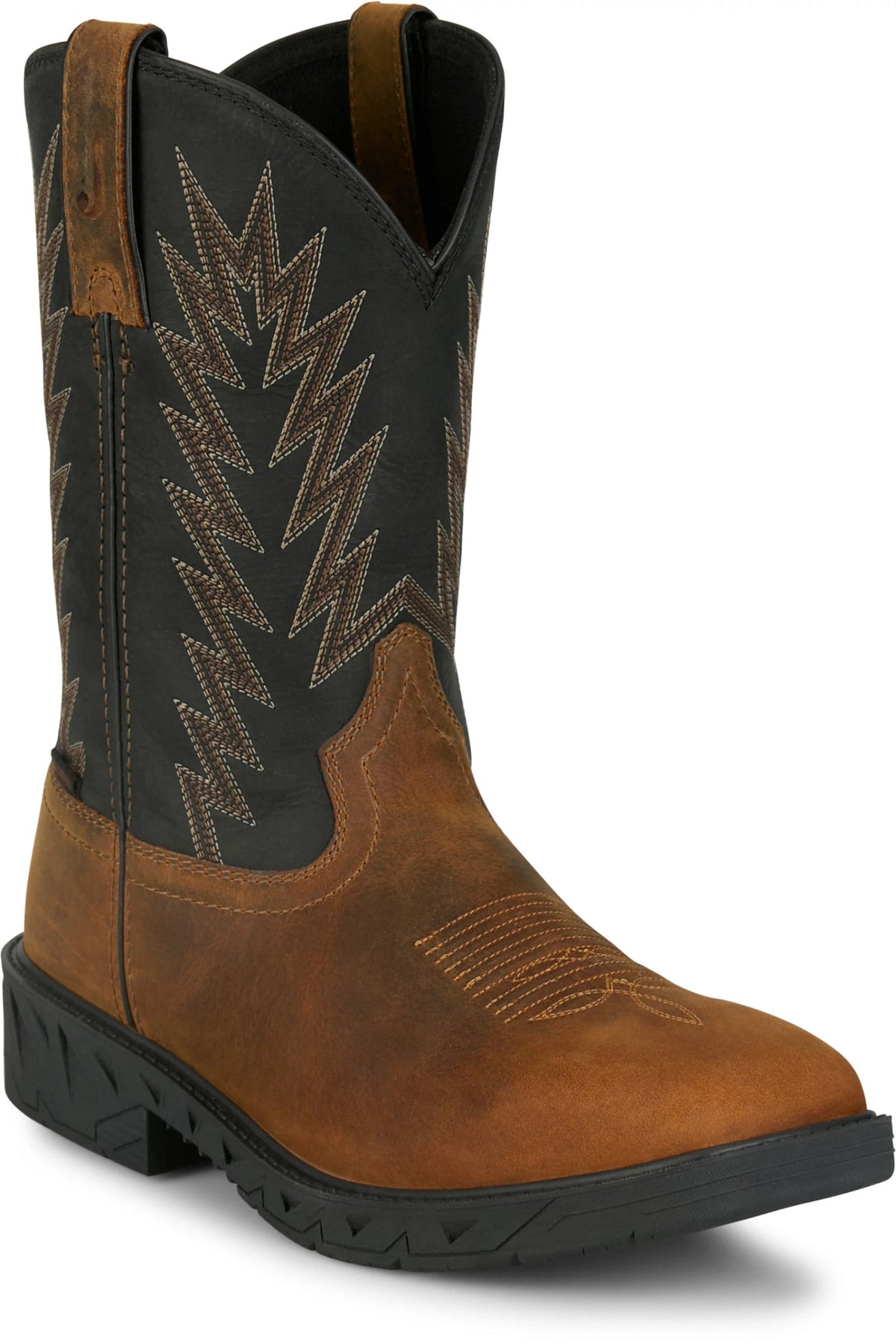 Justin Taskmaker Brown Water Buffalo work boot - angled side